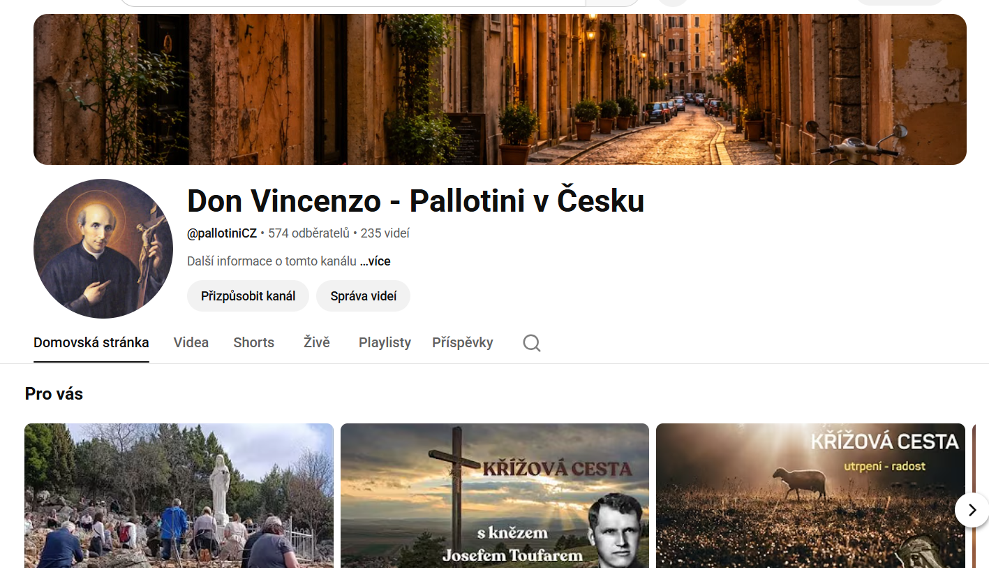 Kanál YouTube Don Vincenzo – Pallotini v Česku